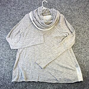 FP Beach Women's Gray Cotton Knit Cowl Neck Raglan Pullover Sweater M